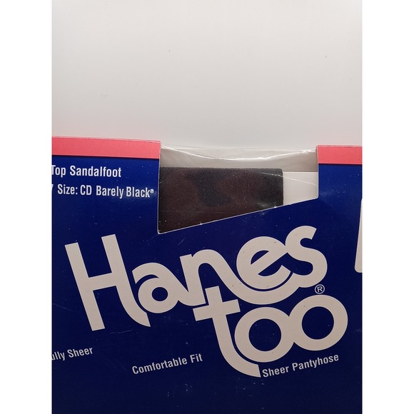 VTG 90s Hanes Pantyhose Sheer Black Sandalfoot Tights Size‎ CD Style 137 New - Picture 6 of 6